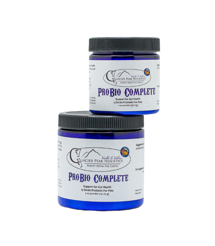 Two containers of ProBio Complete, a probiotic supplement for dogs and cats.