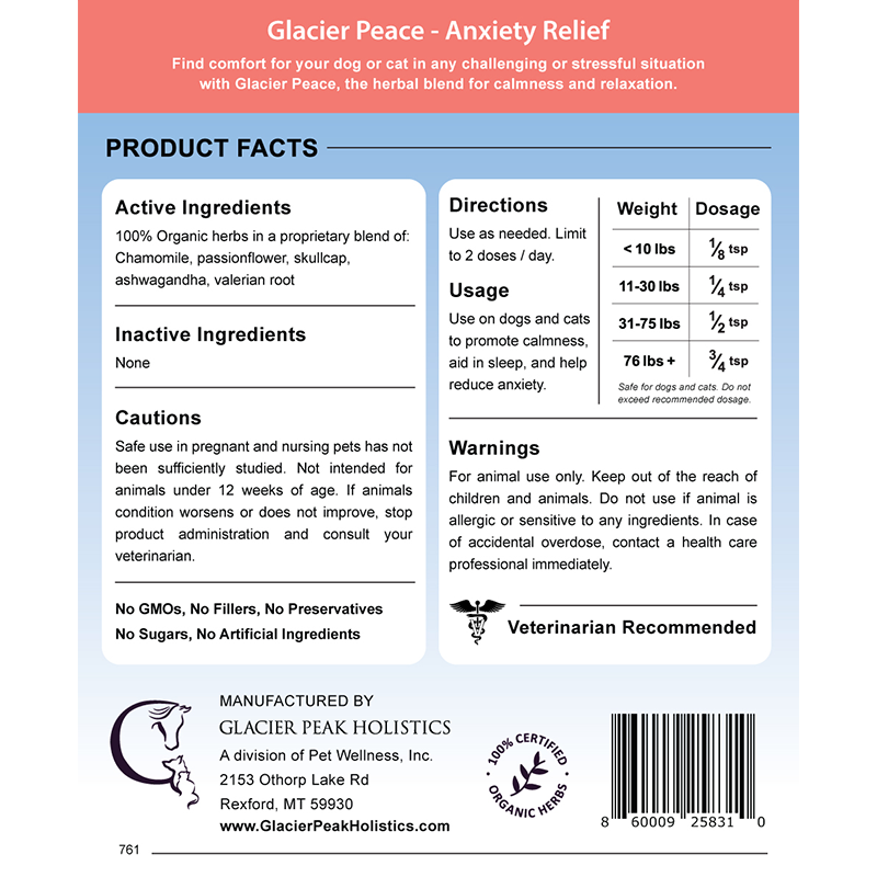Glacier Peace Anxiety Relief for Dogs and Cats