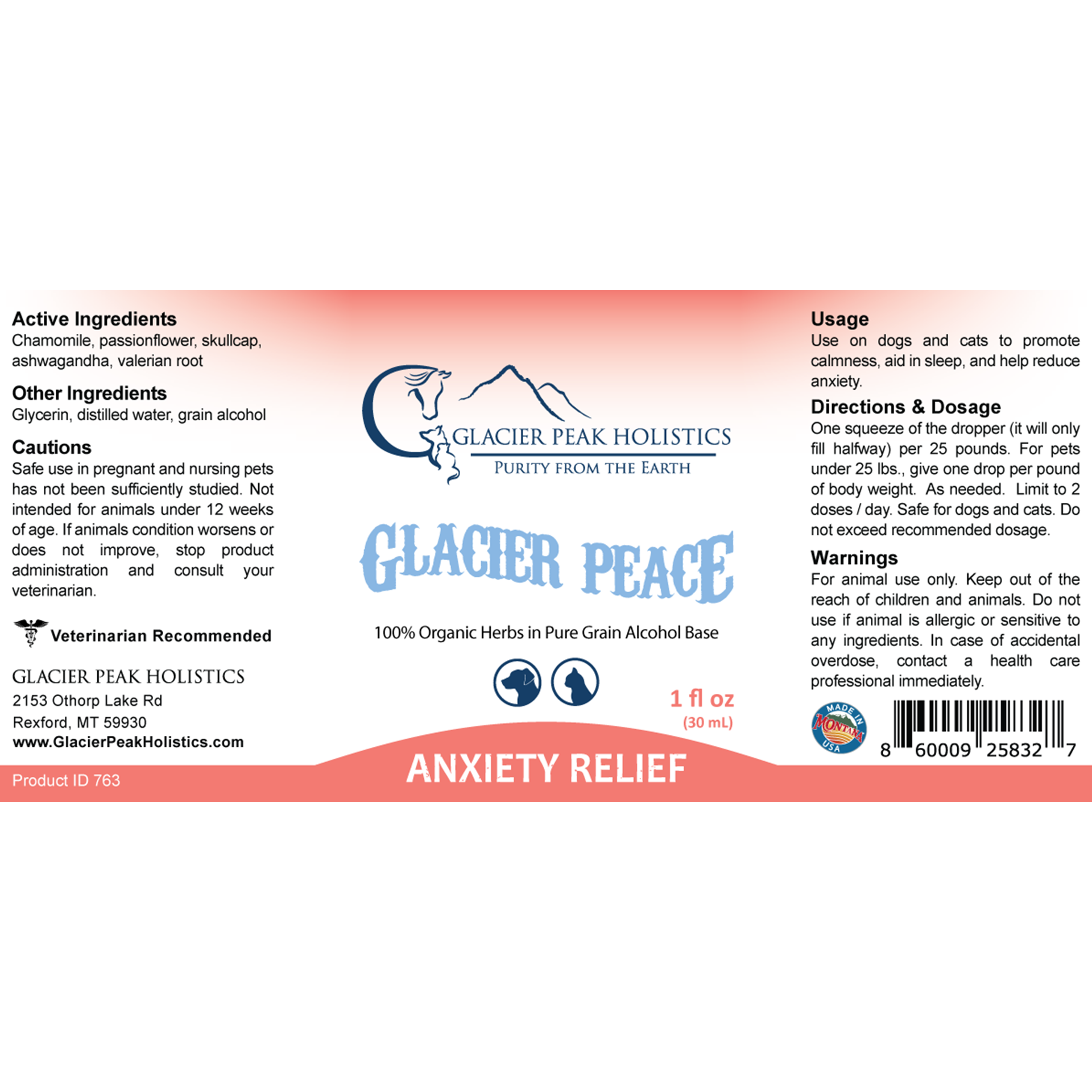 Glacier Peace Anxiety Relief for Dogs and Cats