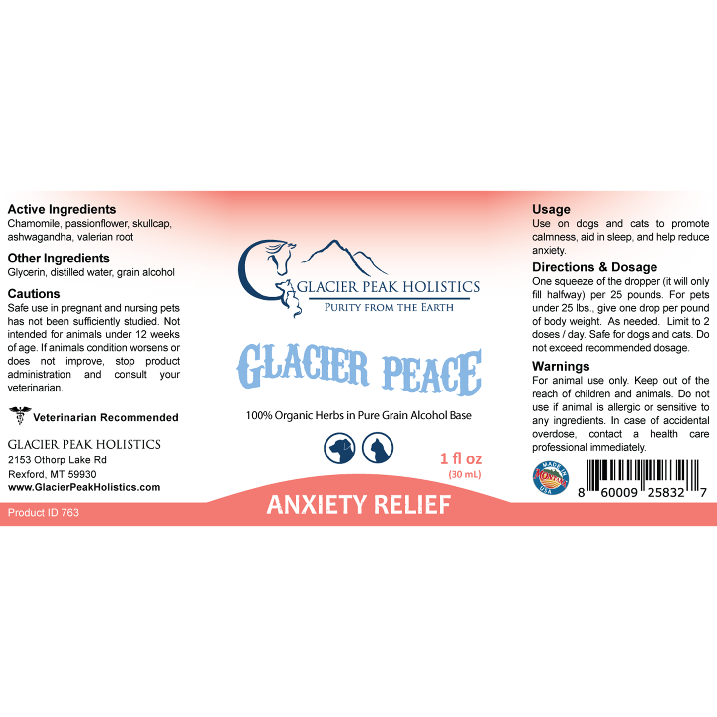 *NEW ITEM* Glacier Peace Anxiety Relief for Dogs and Cats