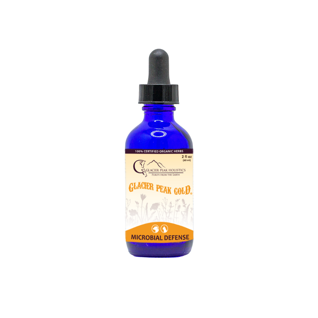 Glacier peak gold 2oz tincture with dropper for holistic cat and dog microbial defense