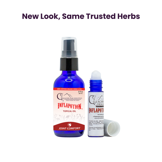 Glacier Peak Holistic 2 oz Inflapotion Oil with Oil Ball Roller - New Look, Same Trusted Herbs