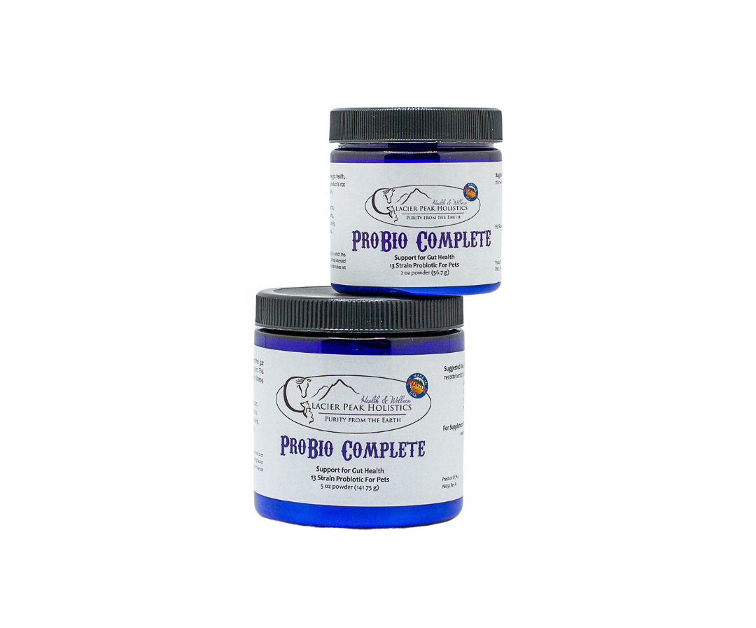 Two containers of ProBio Complete, a probiotic supplement for dogs and cats.