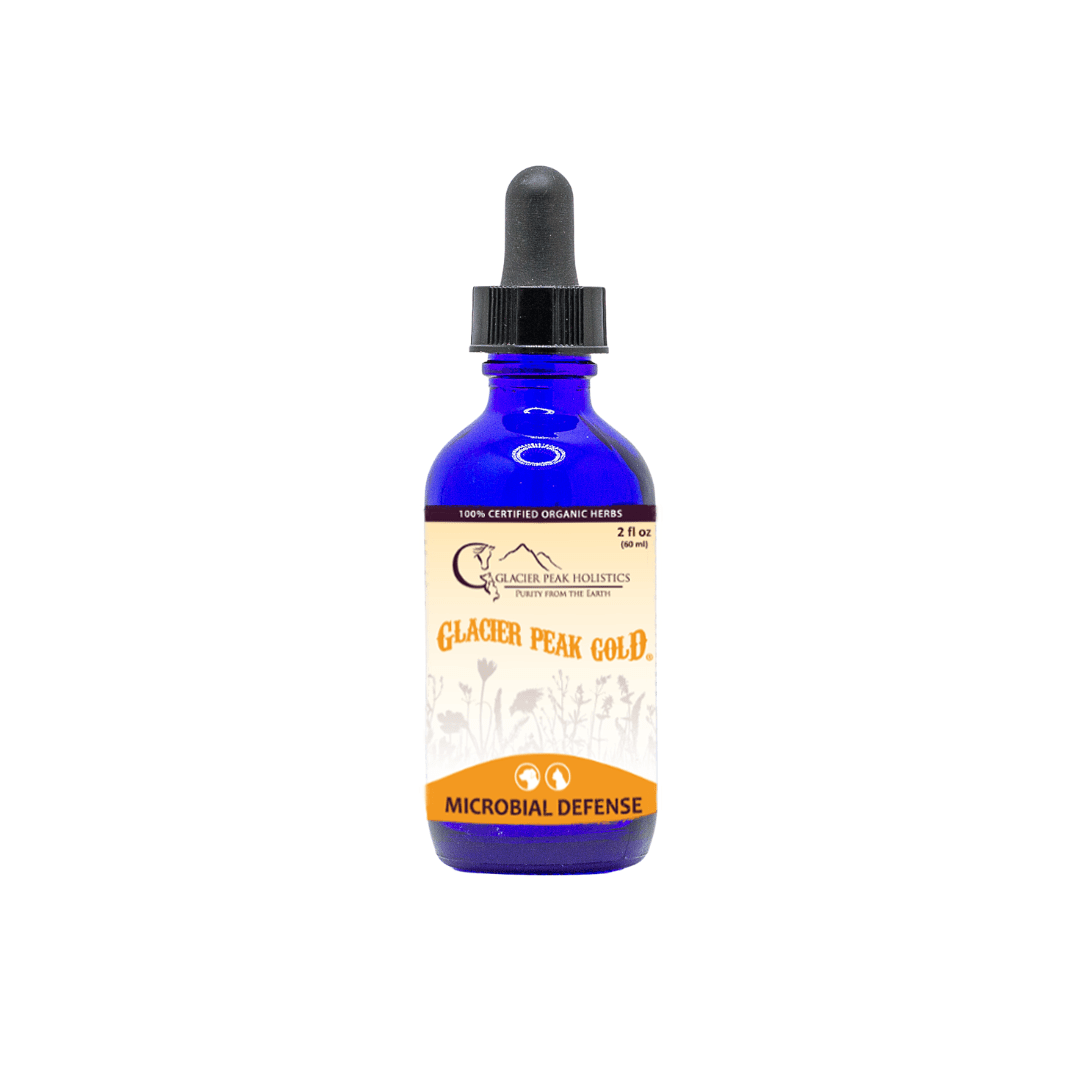 Glacier peak gold 2oz tincture with dropper for holistic cat and dog microbial defense
