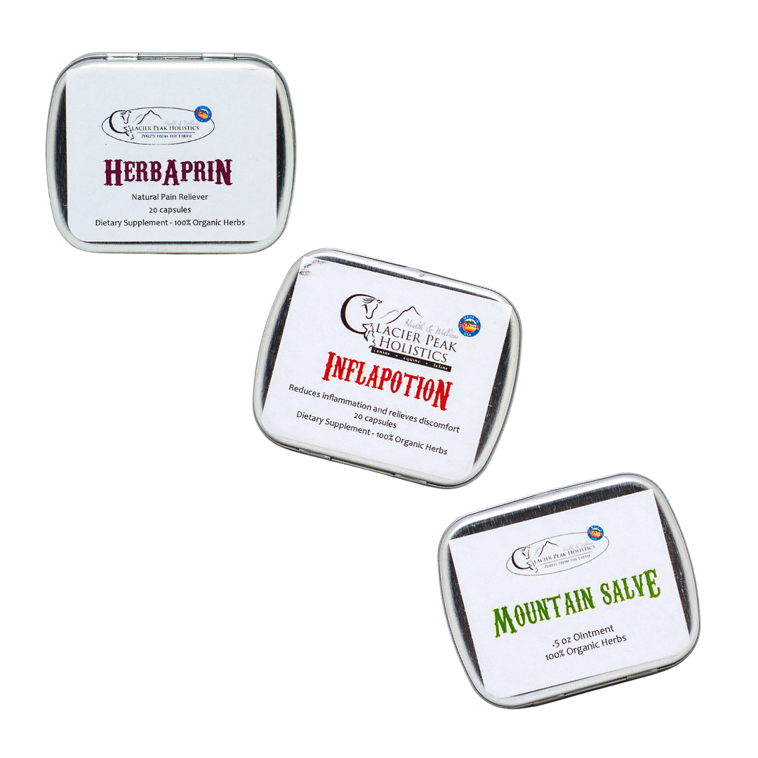 Pet Comfort Care Kit with HerbAprin and Inflapotion 20 Capsules, 0.5 oz Mountain Salve Ointment