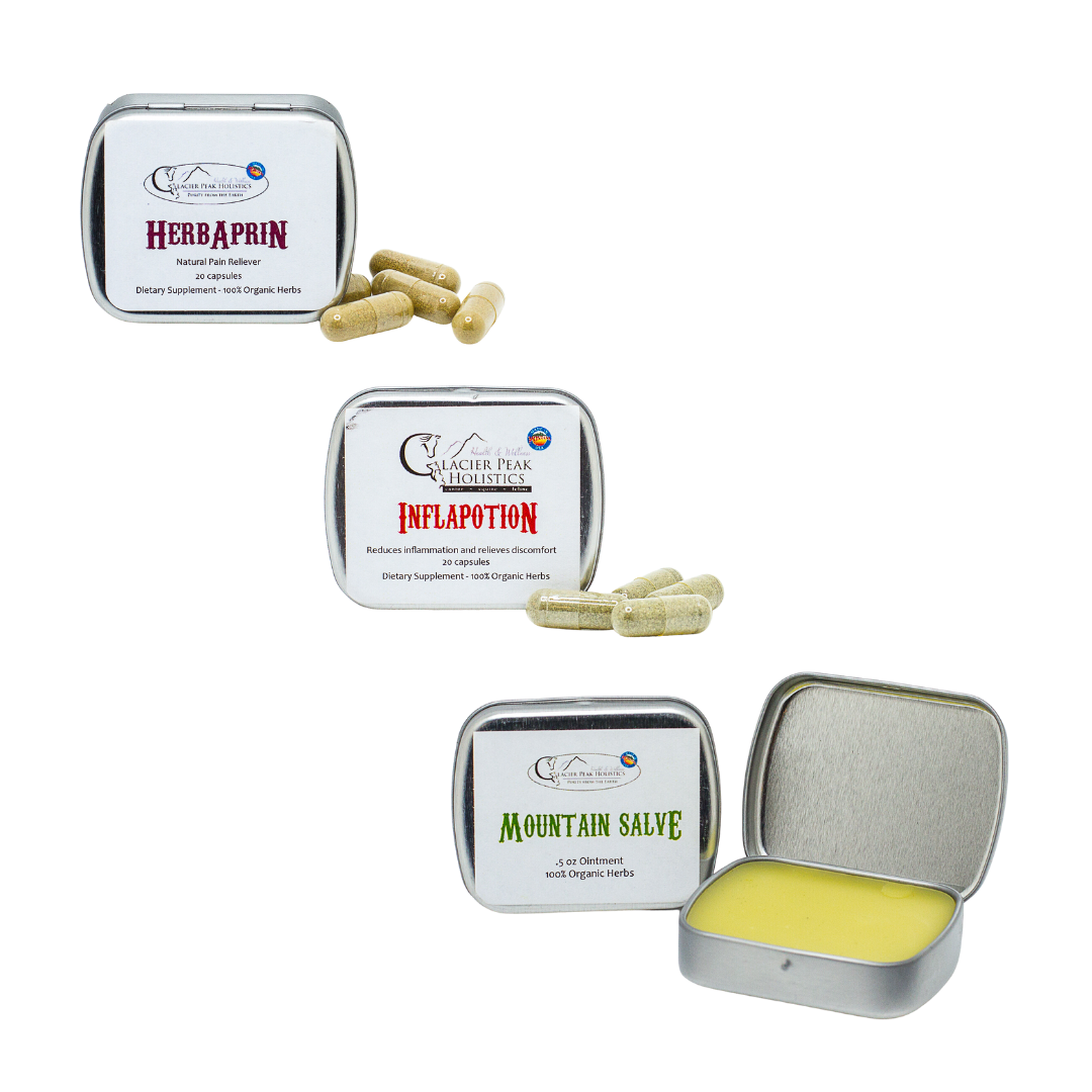 Pet Comfort Care Kit with HerbAprin and Inflapotion 20 Capsules, 0.5 oz Mountain Salve Ointment