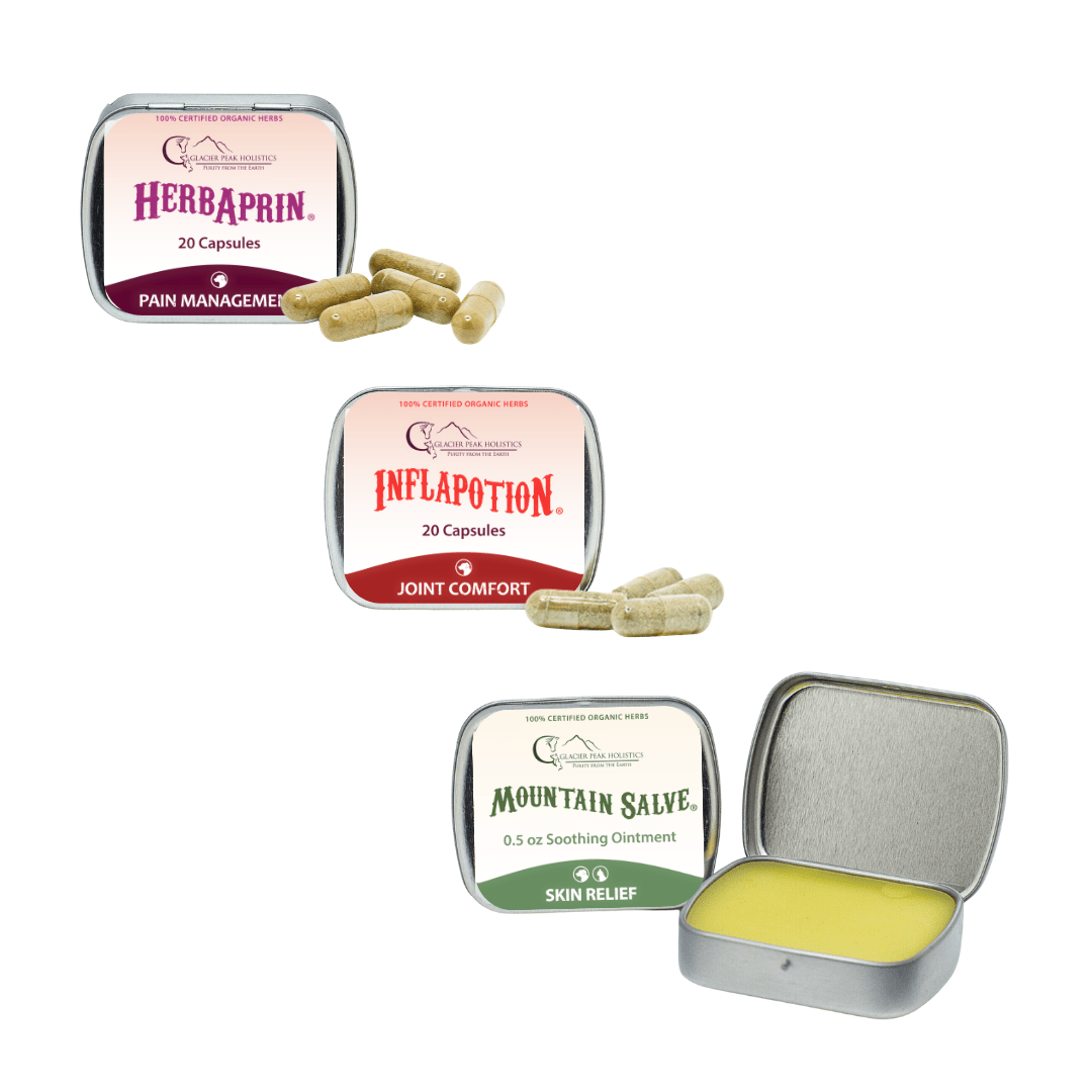 Pet Comfort Care Kit with HerbAprin and Inflapotion 20 Capsules, 0.5 oz Mountain Salve Ointment